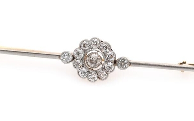 SOLD. A diamond brooch set with numerous old-cut diamonds, mounted in 14k gold and platinum. L. 6.2 cm. – Bruun Rasmussen Auctioneers of Fine Art
