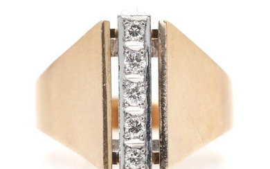 SOLD. A diamond ring set with five brilliant-cut diamonds weighing a total of 0.15 ct., mounted in partly rhodium plaited 14k gold. Size 55. – Bruun Rasmussen Auctioneers of Fine Art