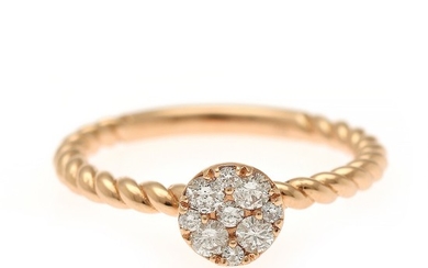 A diamond ring set with nine brilliant-cut diamonds totalling app. 0.28 ct., mounted in 18k rose gold. Size 54.