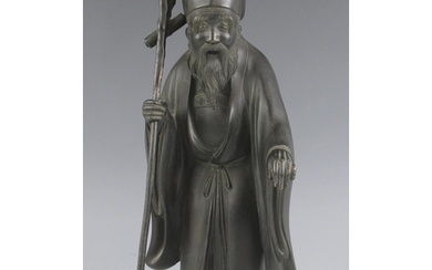 A fine Japanese Tokyo School bronze model of Jurojin, 19th c...