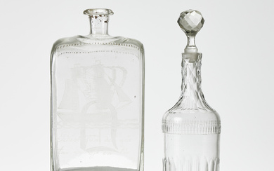 A glass decanter, PLUNTA, 19th century.
