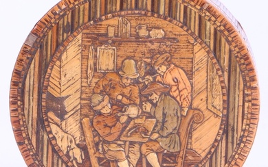 A good early 19th century 'prisoner of war straw-work box, ...