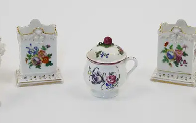A group of Continental porcelain, to include a Mennecy pot à jus...