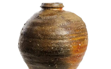 A large Japanese 'Shigaraki' storage jar Meiji/Taisho period The baluster vessel freely...