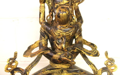A large Tibetan gilt bronze figure of Yabyum and consort, H. 52cm.