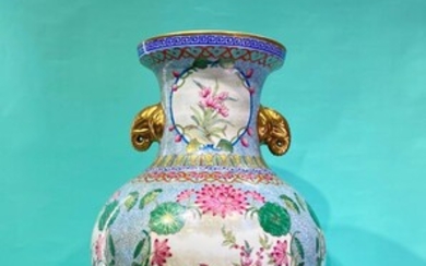 A large “Yangcai” 洋彩 vase with four windows 开窗...
