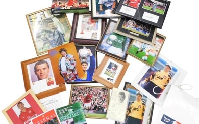 A large quantity of framed and signed footballing related...