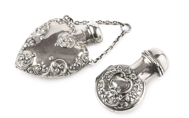A late Victorian silver scent bottle case, of hinged opening...