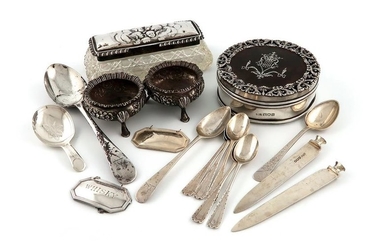λA mixed lot, comprising silver items: a silver...