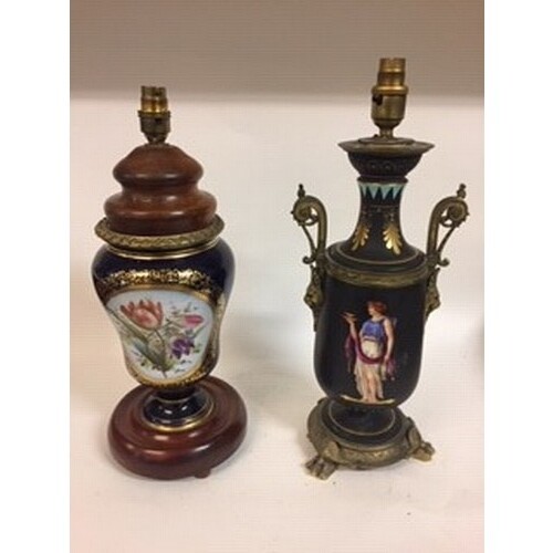 A neo classical style porcelain vase, with gilt metal mounts...
