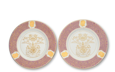 A pair of Coalport plates commemorating HRH The Duke of...