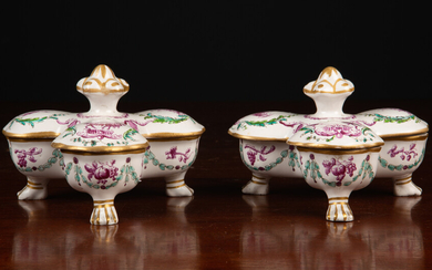 A pair of French porcelain sweetmeat dishes