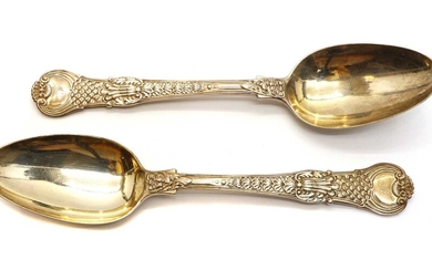 A pair of George IV Coburg pattern silver spoons