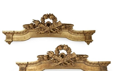 A pair of Louis XVI style giltwood pelmets, 19th