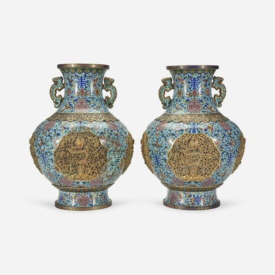 A pair of finely-executed Chinese cloisonné and