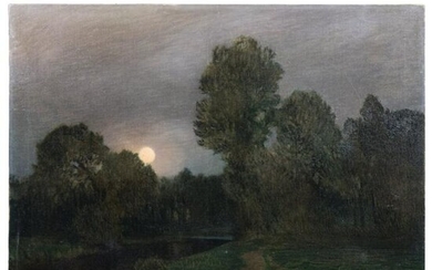 A park landscape in moonlight, Ch. Leitner, dated 1914