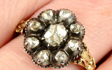 A rose-cut diamond cluster ring.