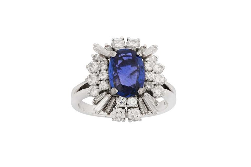 A sapphire and diamond dress ring, circa 1965
