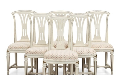 A set of six Gustavian chairs.