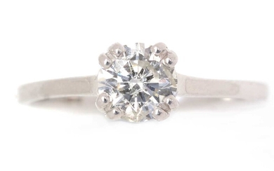 A solitaire diamond ring.