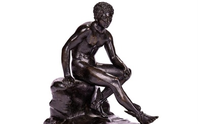 AFTER THE ANTIQUE, A BRONZE FIGURE OF THE SEATED MERCURY, LATE 19TH CENTURY