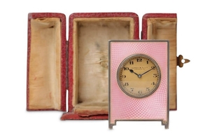 AN EARLY 20TH CENTURY SWISS SILVER AND PINK GUILLOCHE