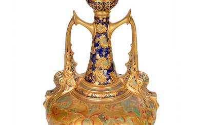 AN ENGLISH TWO-HANDLED PERSIAN-STYLE VASE, ROYAL CROWN DERBY, DERBY, 1887