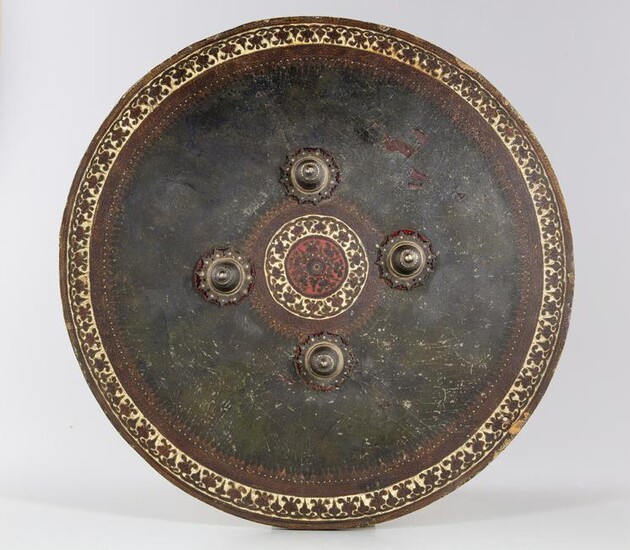 AN INDIAN LEATHER SHIELD, INDIA-AHMEDABAD,19TH CENTURY