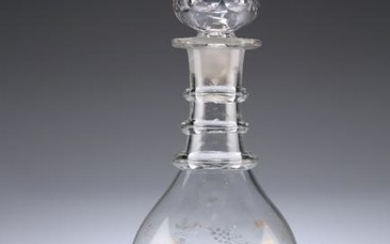 AN IRISH GLASS DECANTER, CIRCA 1785, mallet-shaped with