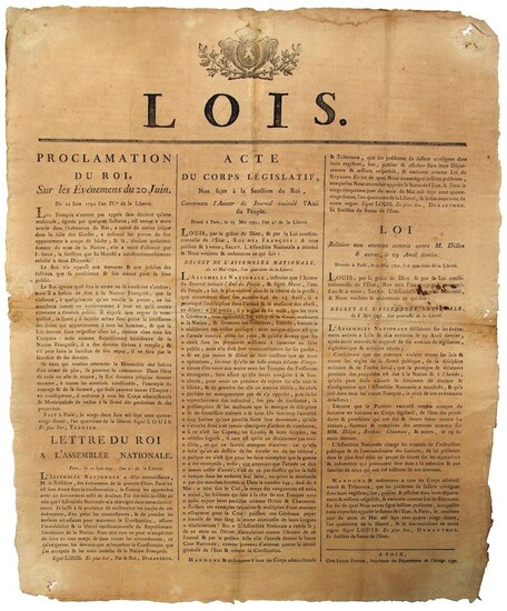 ARIÈGE. 1792. « LOIS : Proclamation du Roi... - Lot 258 - Vermot et Associés