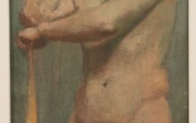 ART INSTITUTE OF CHICAGO, OIL ON CANVAS, H 22", W 8", MALE NUDE STUDY