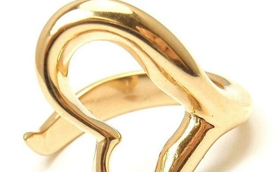 AUTHENTIC! TIFFANY & Co. 18k YELLOW GOLD PERETTI OPEN HEART RING, SIZE 6.5