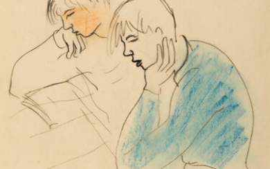 AVEL DE KNIGHT (1923 - 1995) Three drawings. Untitled (Two Young Men Seated...