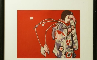 After M. Vollbracht "Asian Woman in Kimono" Print