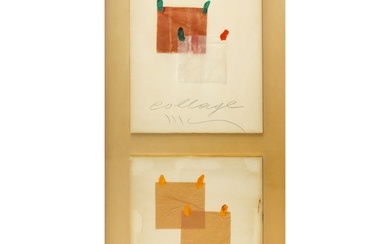 Aldo Mondino (Torino 1938-Torino 2005) - Collage, coppia di tecniche miste su carta a pplicata su tavola