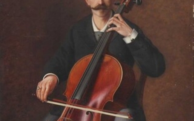 Alexandre Girard (Français, 19ème siècle) Alexandre Girard (Français, 19ème siècle) Portrait d'un violoncelliste signé et...
