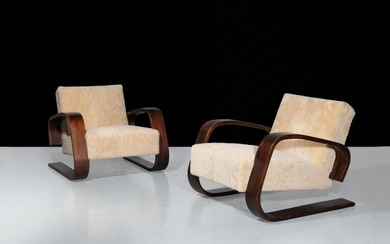Alvar AALTO 1898 - 1976 Paire de fauteuils mod.400 dts « Tank chairs » – Création 1936