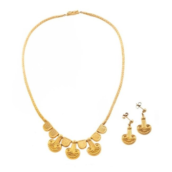 An 18K Necklace & Earrings Set by Lalaounis
