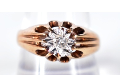 An Antique 9 Carat Gold Ring with a Solitaire Diamond (appro...