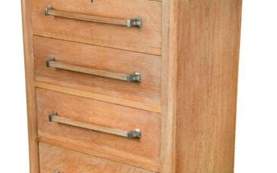 An Art Deco limed oak chest of drawers