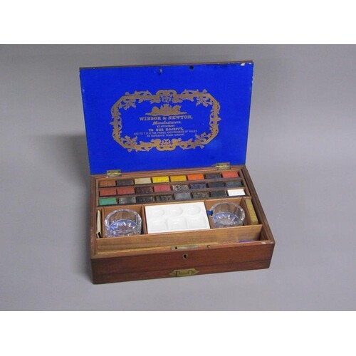 A late Victorian Winsor & Newton artists box and contents a...