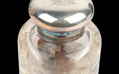 An Edwardian silver-mounted glass desk inkwell, Boardman Glo...