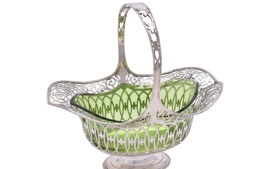 An Edwardian silver shaped oblong basket by James Dixon & Sons Ltd