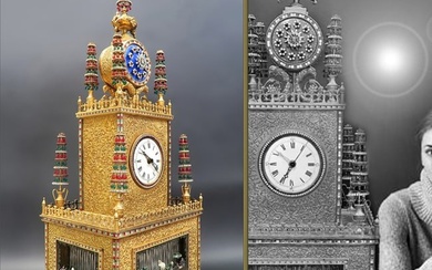 An Exquisite Monumental 19 Century French Automation Musical Jeweled Bracket Clock