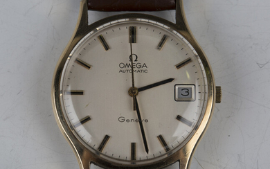 An Omega Automatic Genève 9ct gold circular cased gentleman's wristwatch, circa 1973, the