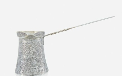 An Ottoman engraved silver coffee pot, cevze, Circa