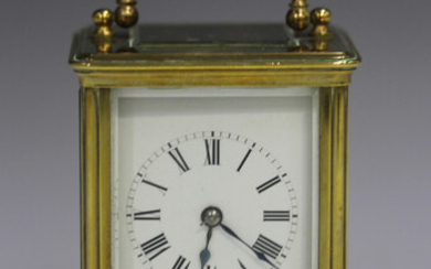 An early 20th century French brass cased diminutive carriage clock by Richard & Cie, with eight
