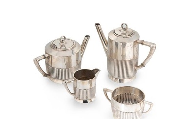 An early 20th century German metalwares silver 4-piece tea and coffee set