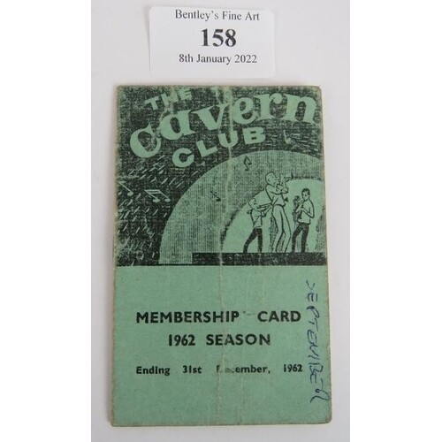 An original 1962 Cavern Club Liverpool membership card, made...