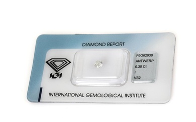 An unmounted brilliant-cut diamond weighing app. 0.30 ct. Colour: I. Clarity: VVS2.